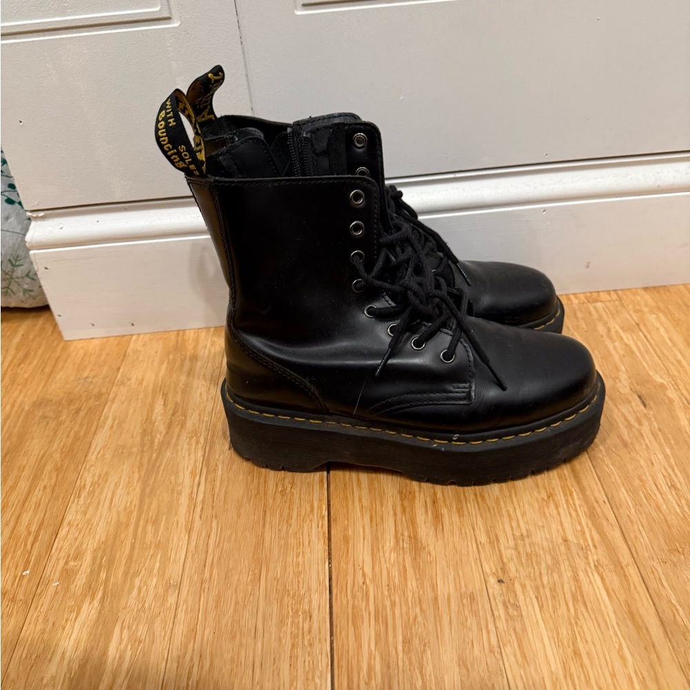Dr. Martens Jadon Platform 8-Eye Boot Black Leather Women's Boots